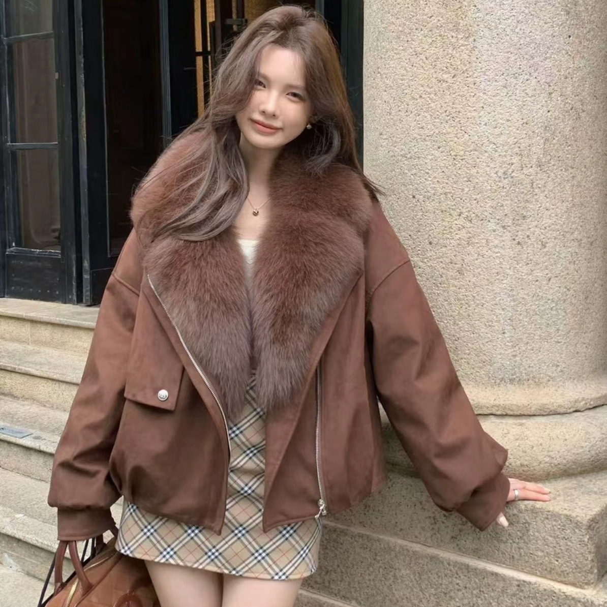 人造皮草 2026冬季新款牛皮绒外套洋气显瘦