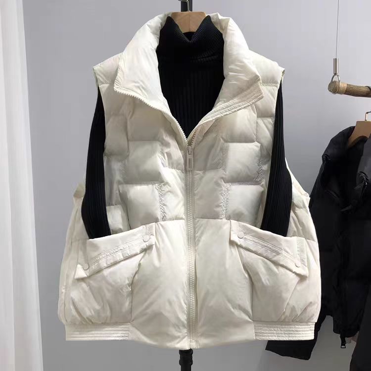 2025春秋新款韩版宽松显瘦梯形羽绒马甲女短款小个子百搭马夹背心