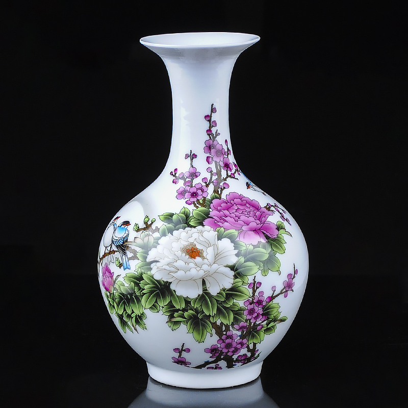 景德镇陶瓷摆件客厅插花现代简约家居干花装饰品月亮赏瓶