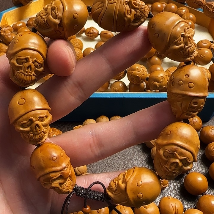 橄榄核手串/手链微花骷髅头