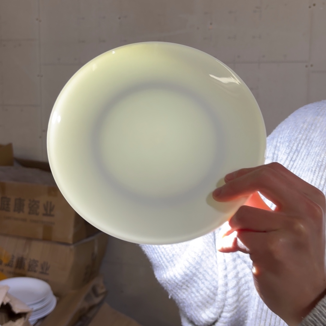 瓷8英寸高白泥炒菜盘6只微瑕