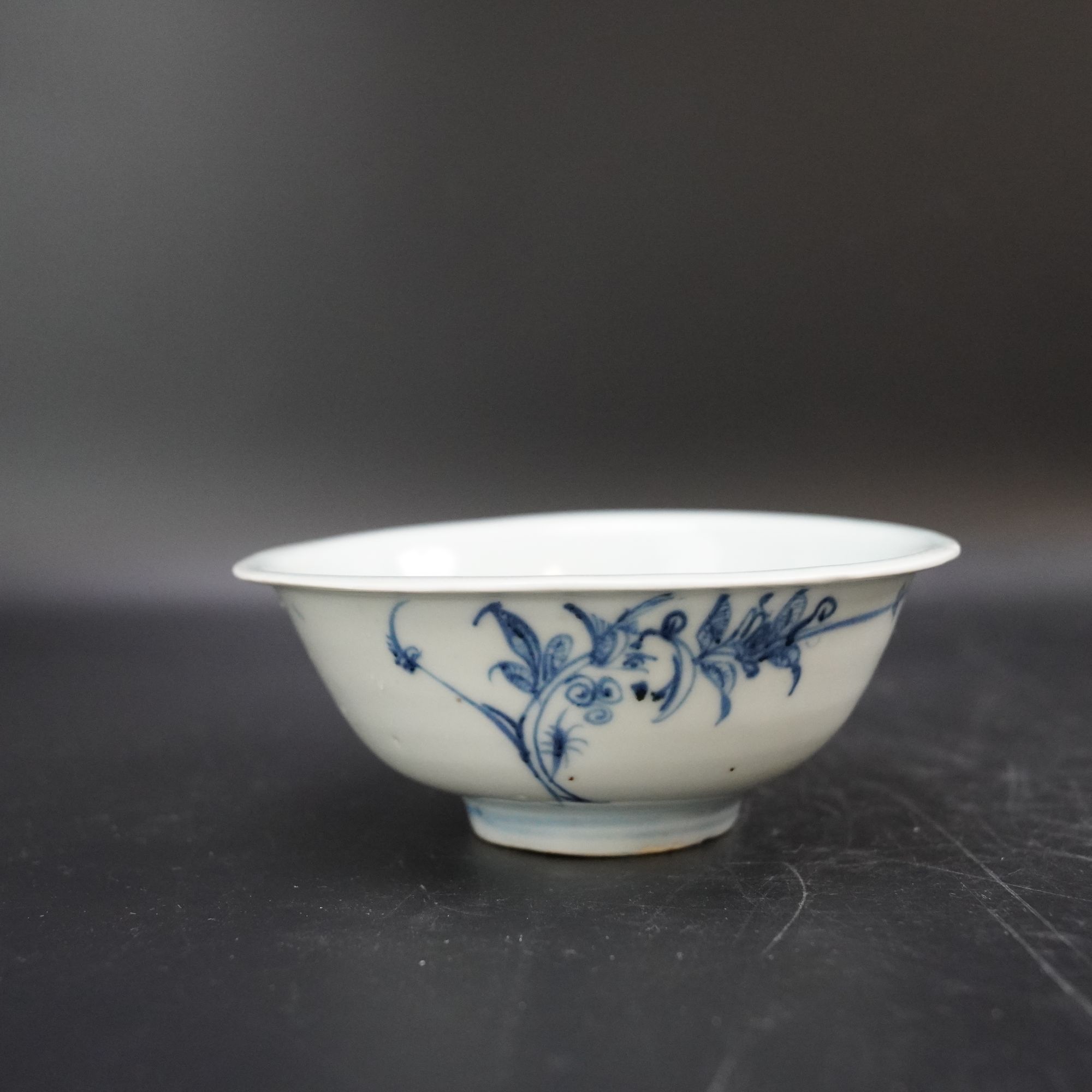 Lot.25120083明中期青花花卉纹碗 高：约6.1cm直径：约15.3cm