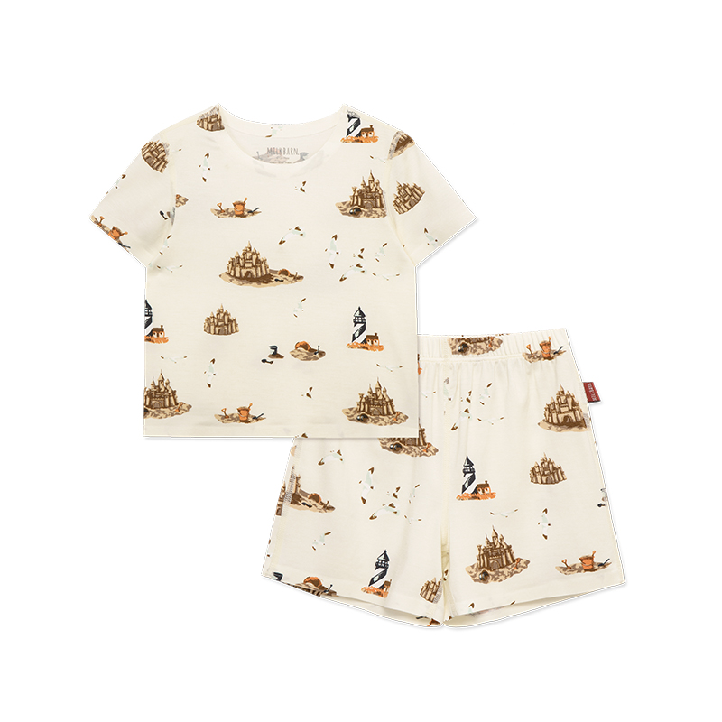 MILKBARN新品儿童短袖短裤套装男女童夏季童装宝宝莫代尔衣服