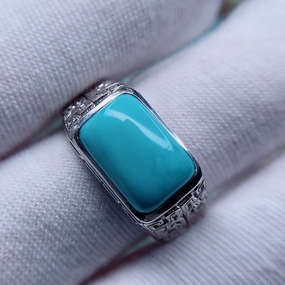 绿松石戒指银S925镶嵌降*