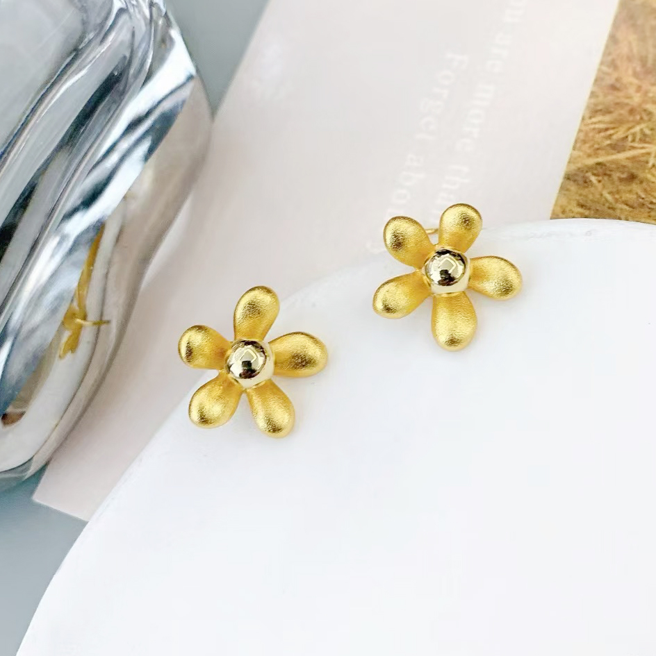 铜合金耳饰 【颜颜铭饰专属】金色小雏菊精致耳环 C-32598
