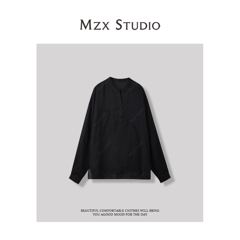MXZ 夏季天丝麻长袖纽扣T恤上衣 SY8200-A