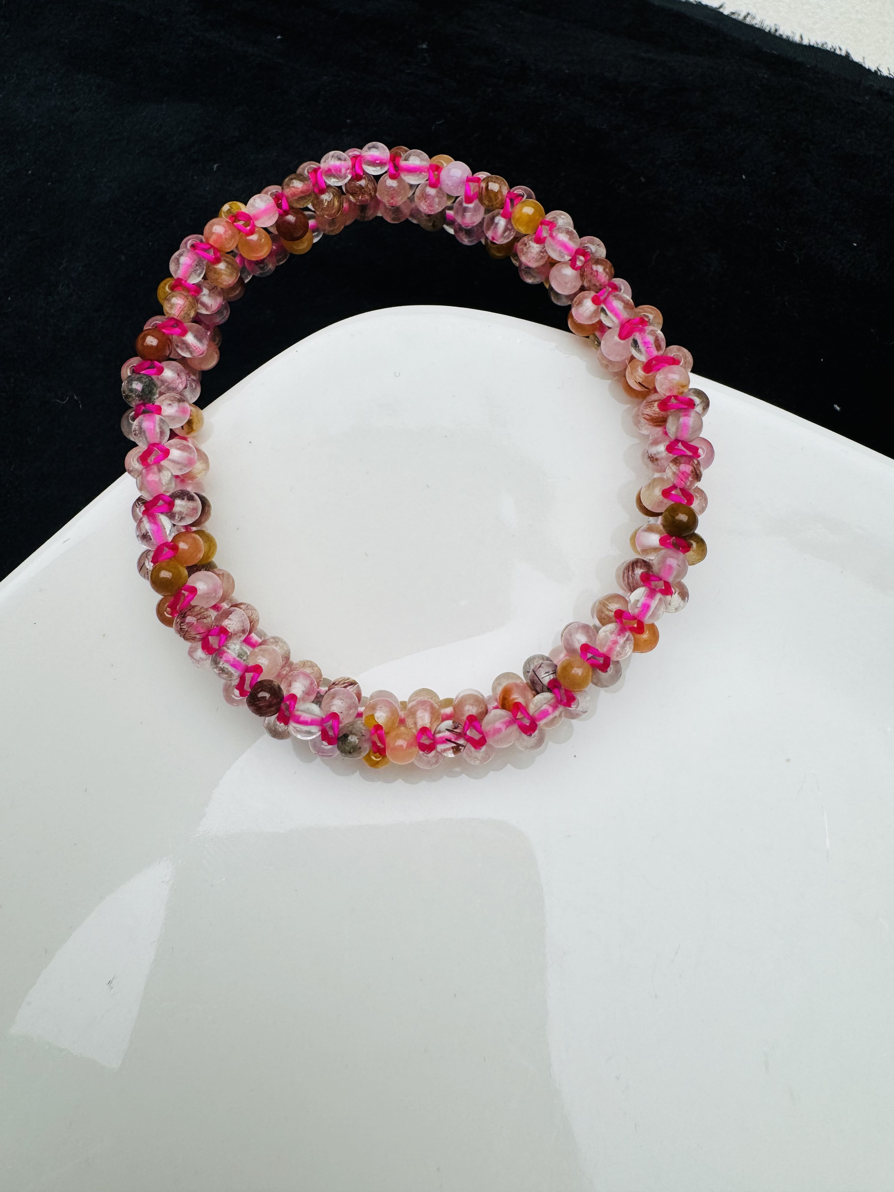 天然碧玺 高透碧玺正品 设计编制镯形手链