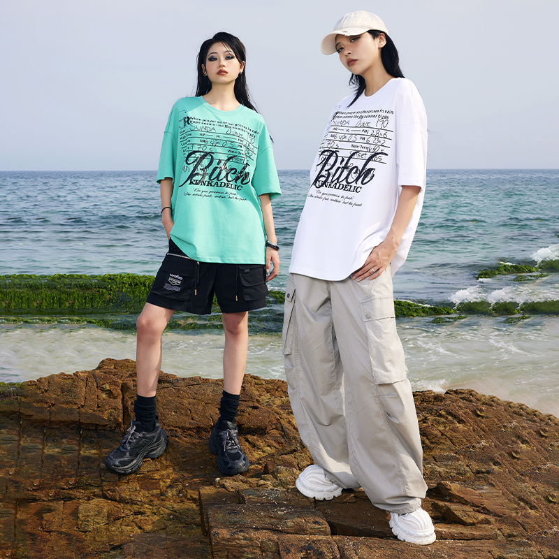 夏季经典女款短袖时尚休闲女士印花ol做旧X40947