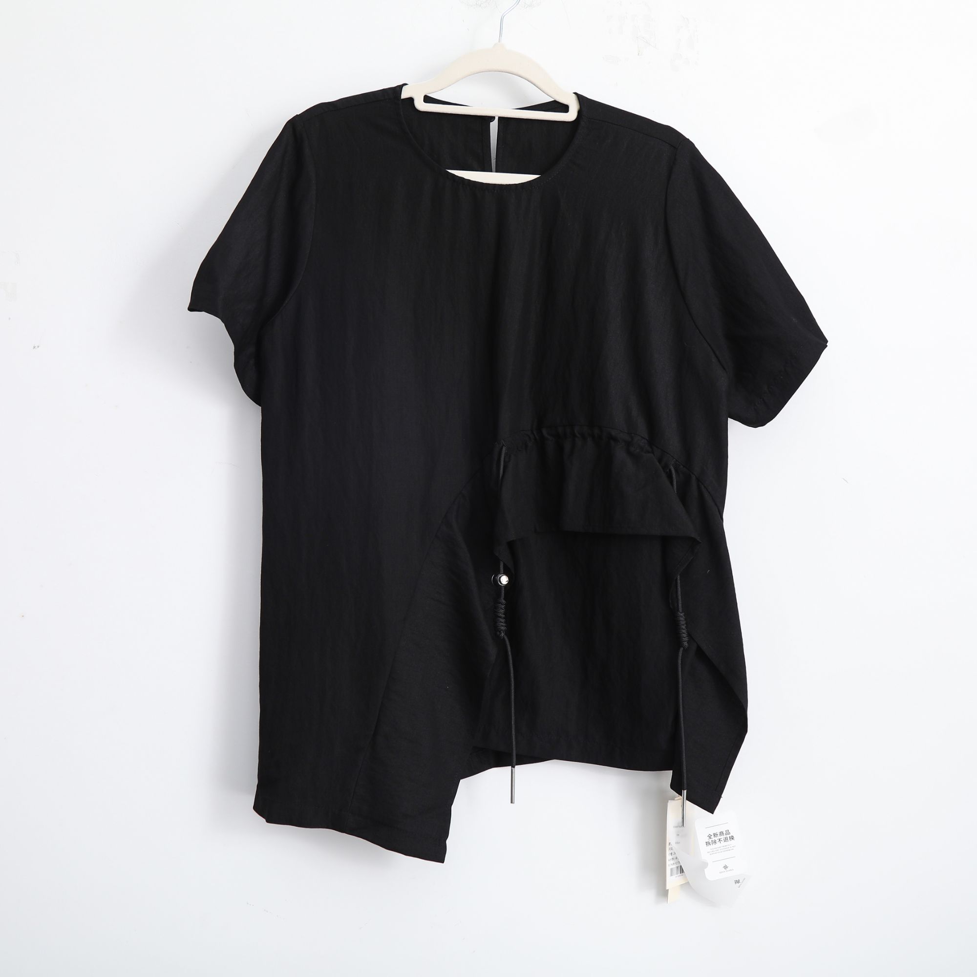 短袖女圆领透气女士黑色罗纹T恤气质显瘦t恤女士百搭SF25196