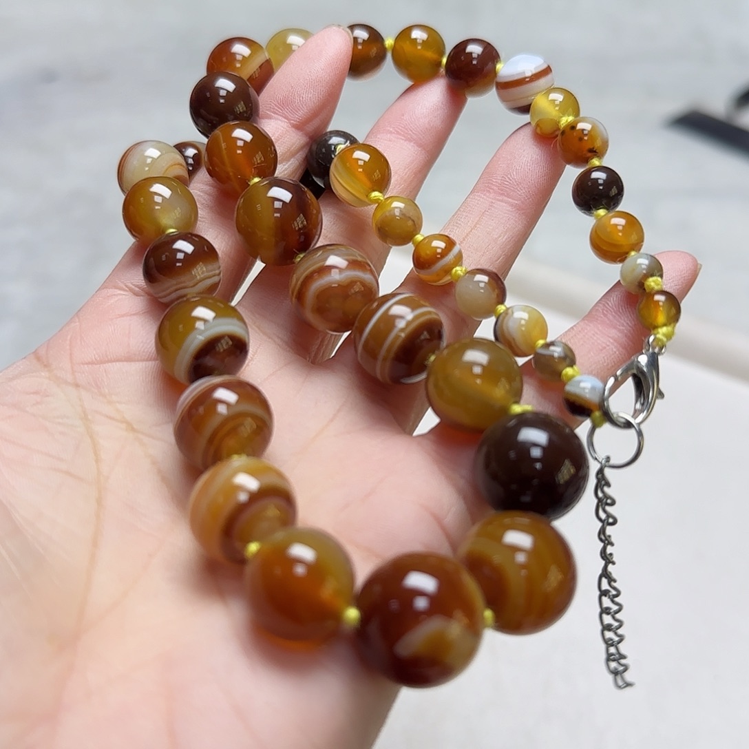 玛瑙/玉髓合金珠宝半成品焦糖玛瑙塔链一条