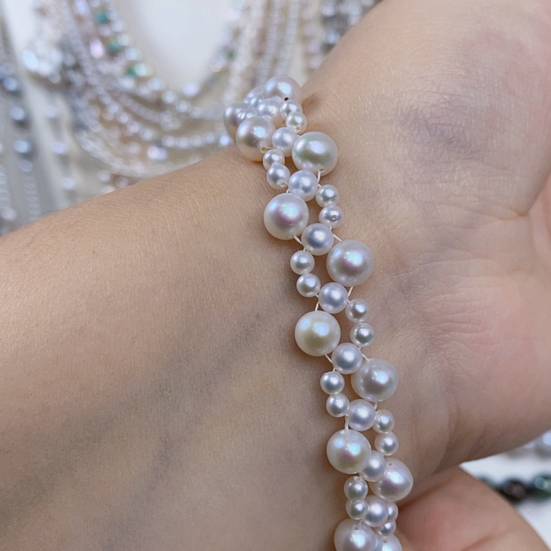 手链淡水珍珠银S925镶嵌