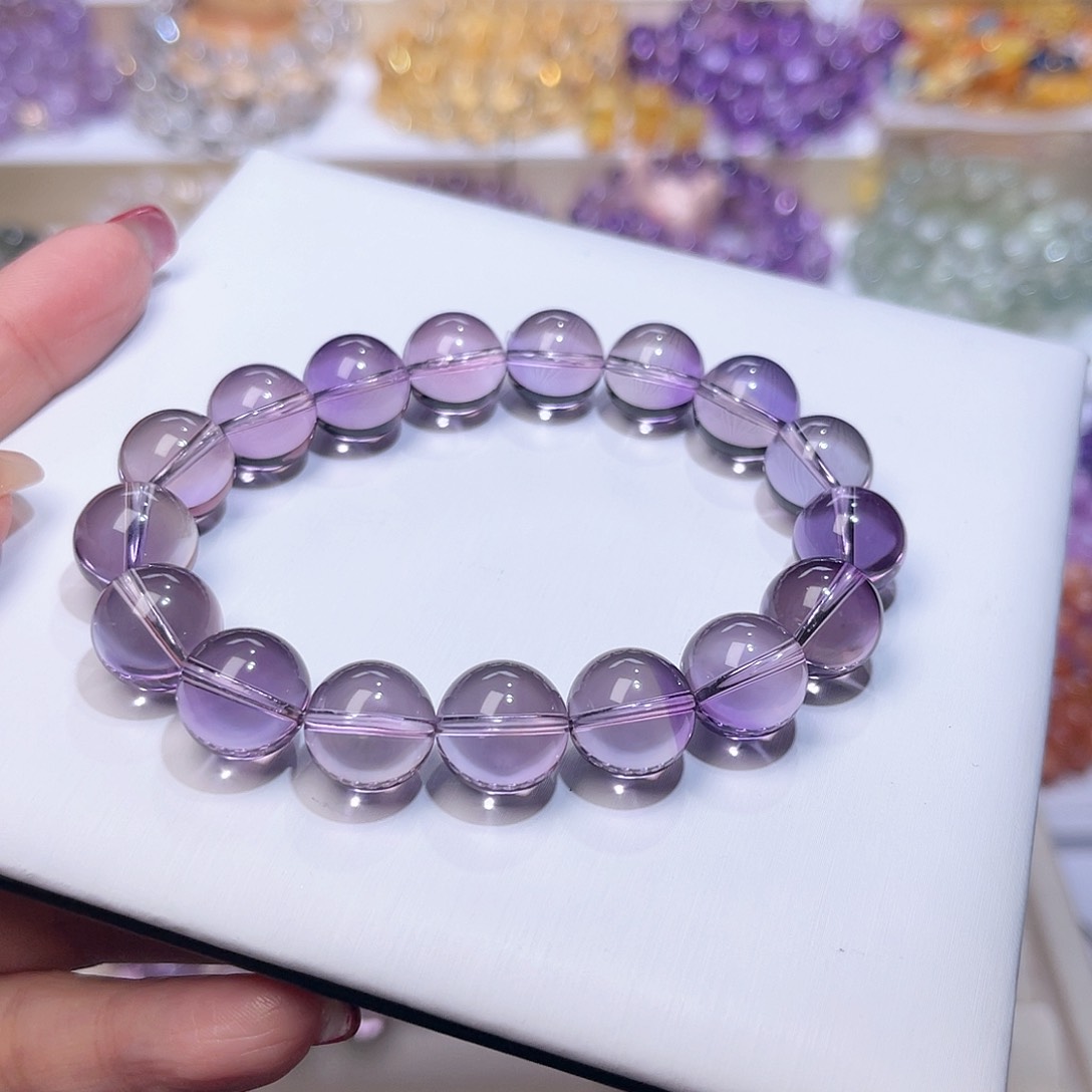 水晶手串未镶嵌赵***子天然水晶12mm