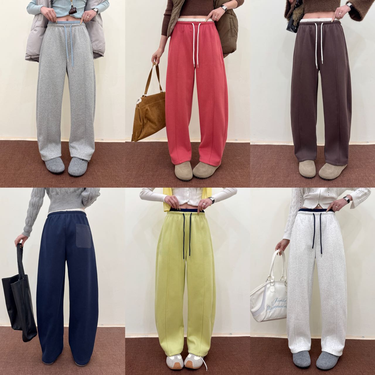 042【冬季新款】腰头撞色立体拼接显瘦休闲裤（25717）