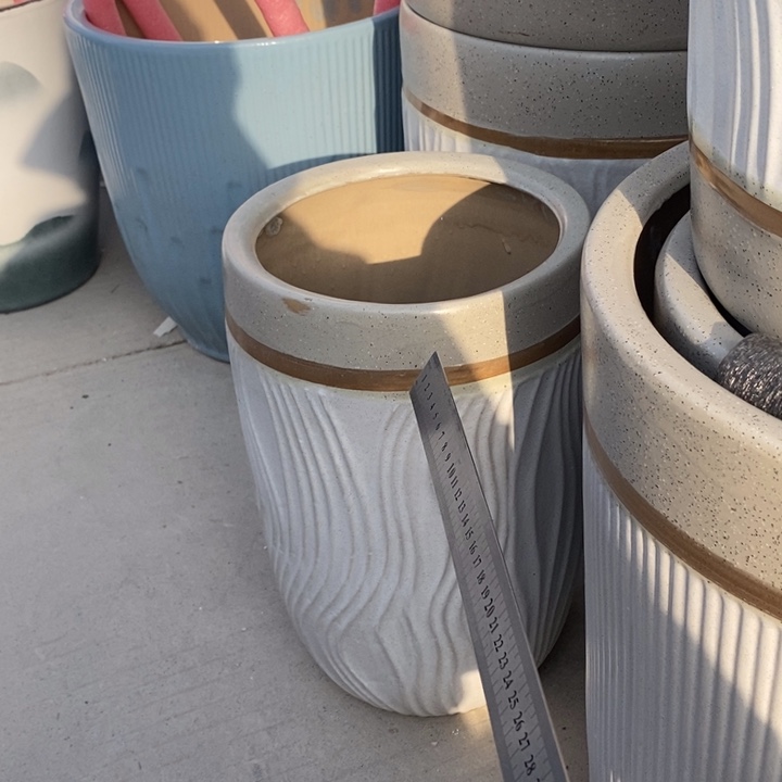 低腰水波纹金边绿中号口24/40