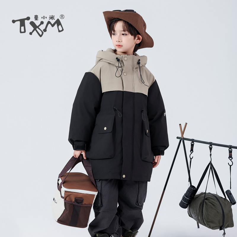 男童羽绒服中长款加厚2025冬装新款中大童90白鸭绒儿童羽绒服外套