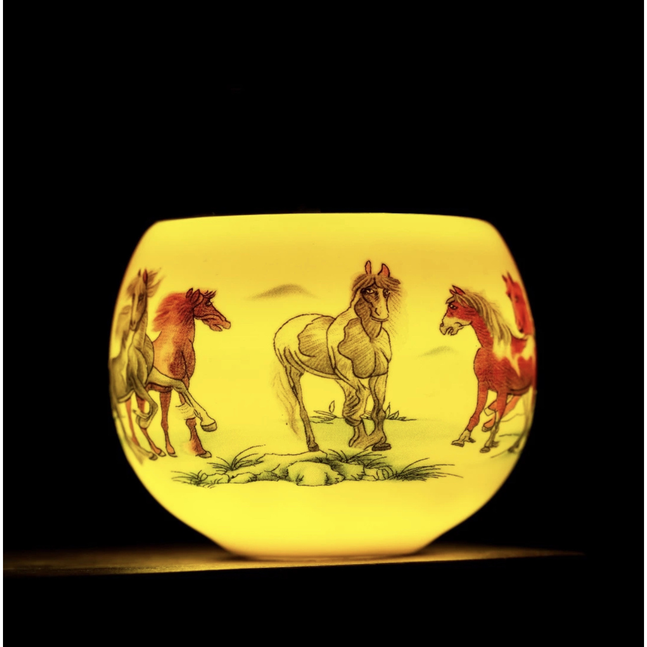 八骏图羊脂黄玉 高端茶器