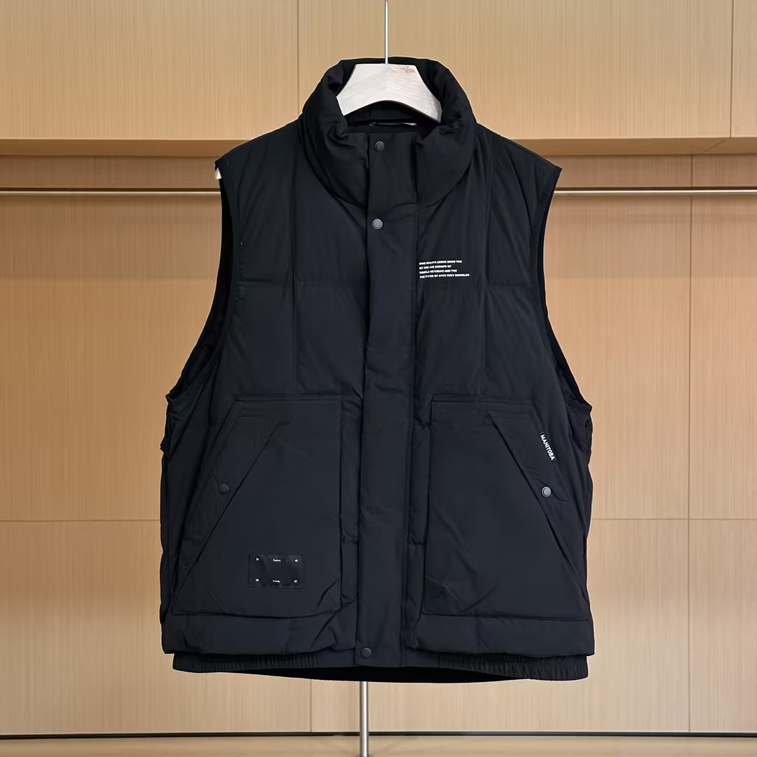 HUYA冬季宽松时尚字母立领拉链百搭保暖棉服加厚无袖马甲男68002