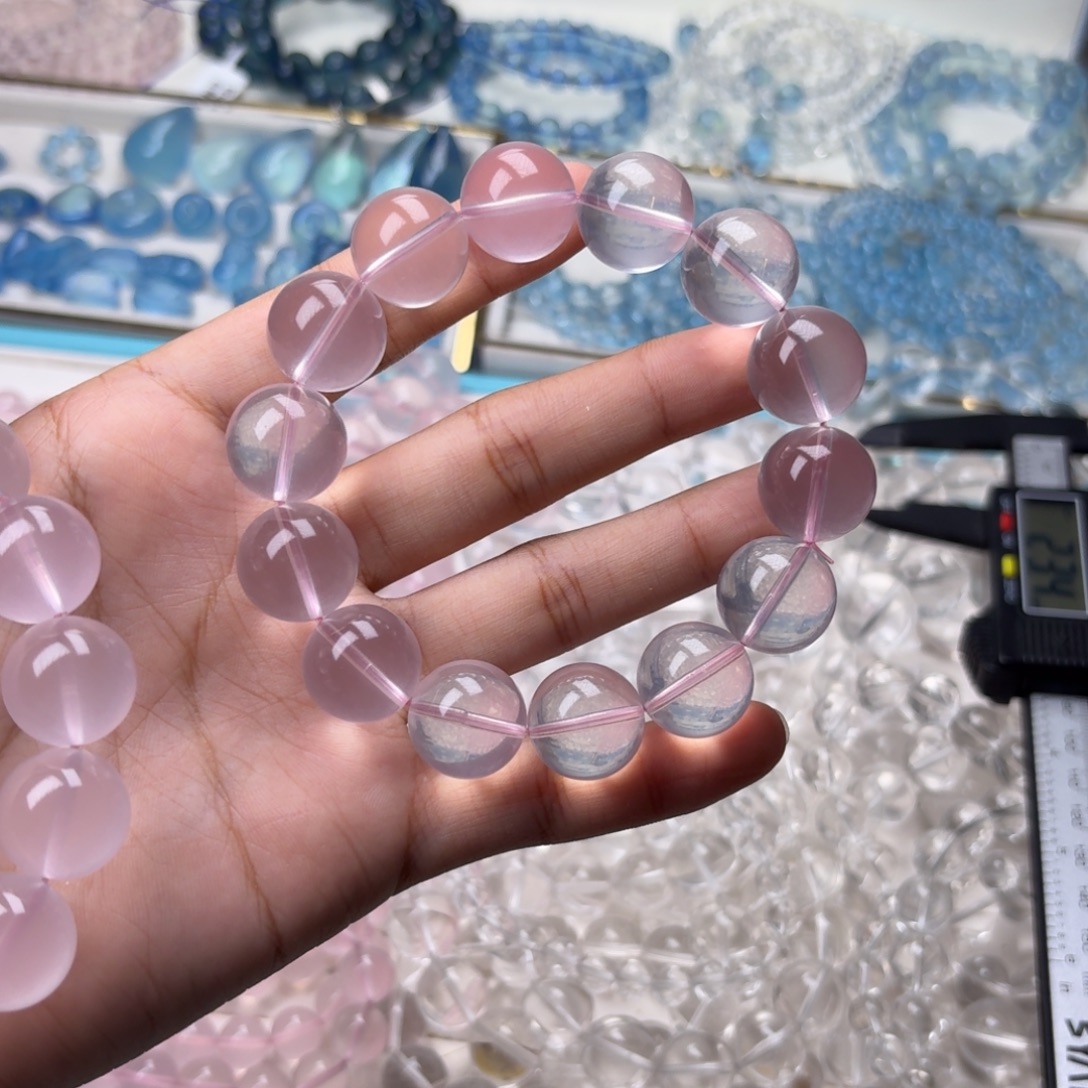 水晶手链未镶嵌粉水晶16咪