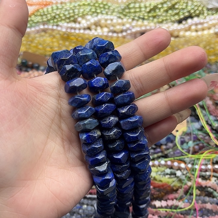 玛瑙/玉髓珠宝半成品未镶嵌一条12mm左右青金刻面算盘珠