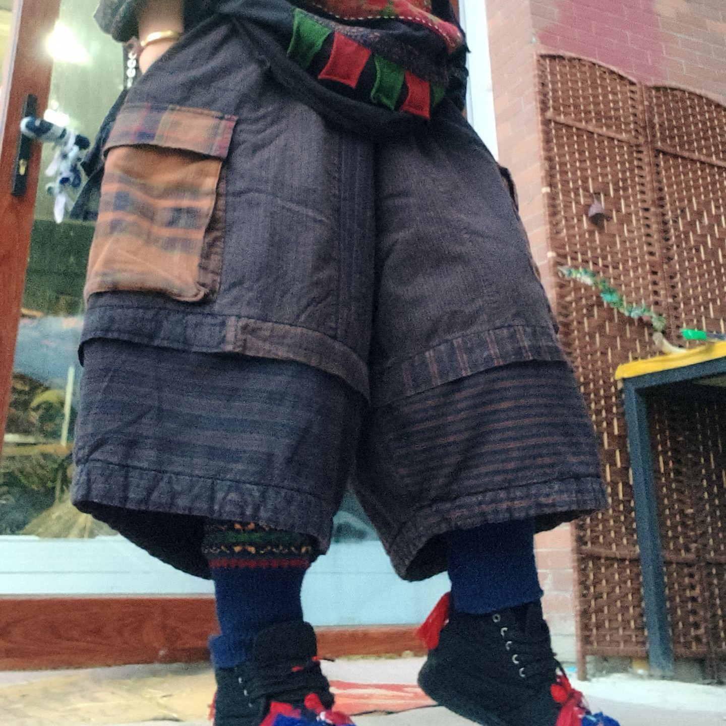 无吊牌做旧老布两截棉裤条纹随机发介意勿拍