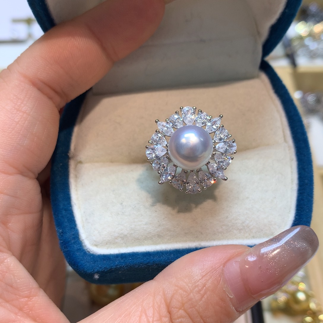 海水珍珠戒指银S925镶嵌