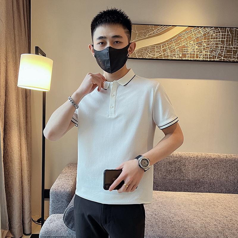 冰丝短袖男T恤Polo衫夏季2025新款潮流高端翻领百搭休闲
