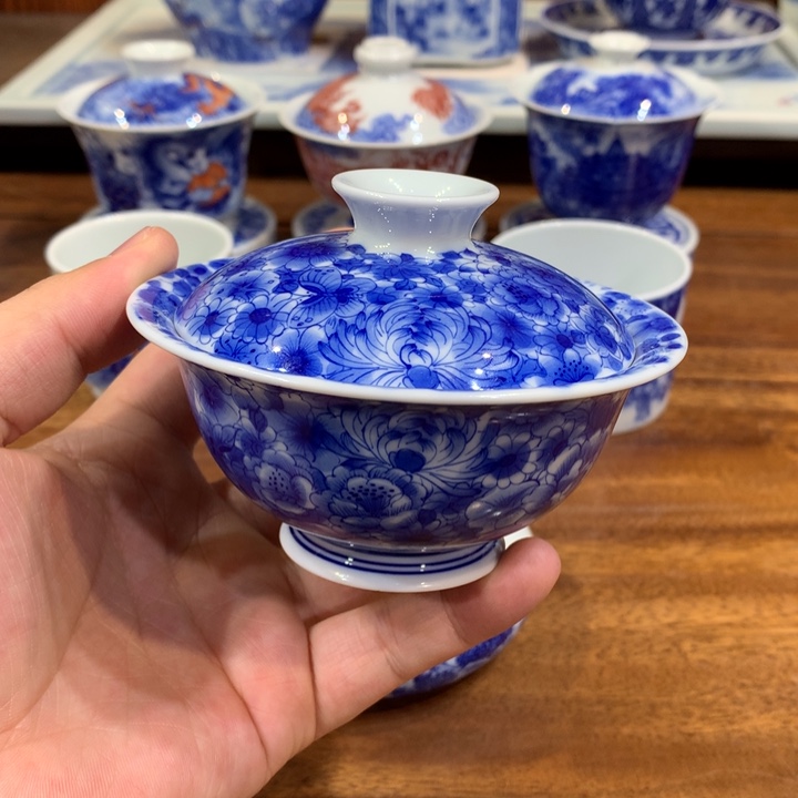 晓月柴窑 万花盖碗