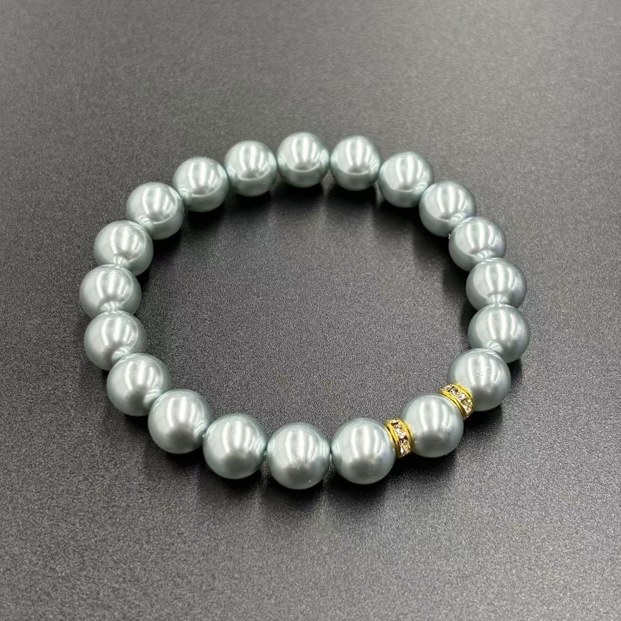 s1055-轻奢气质设计款奶油灰圆珠手串-赠礼盒