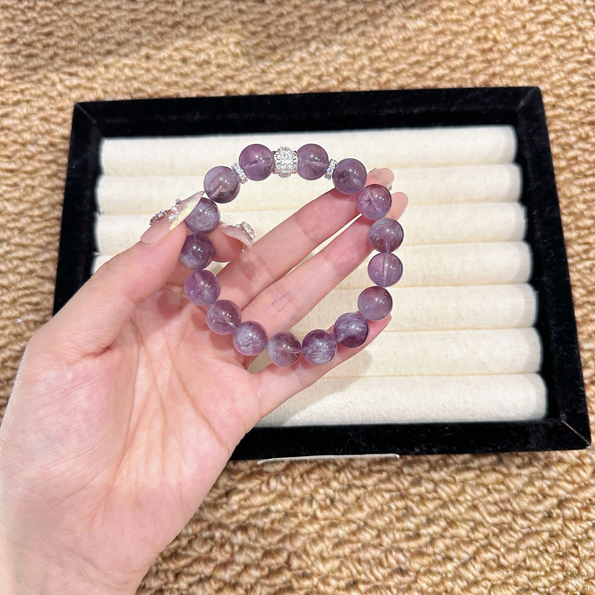 拍2件【毛茸小兔】紫兔毛清透手串手链