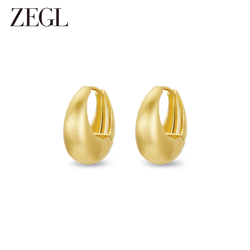 ZEGL 铜合金耳饰 真柳时尚小众设计耳环耳圈气质轻奢百搭耳饰