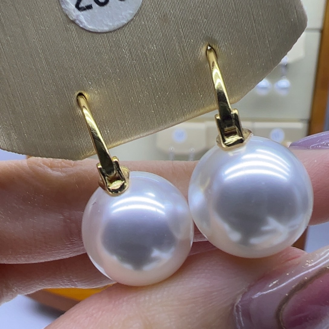 淡水珍珠银S925镶嵌耳饰