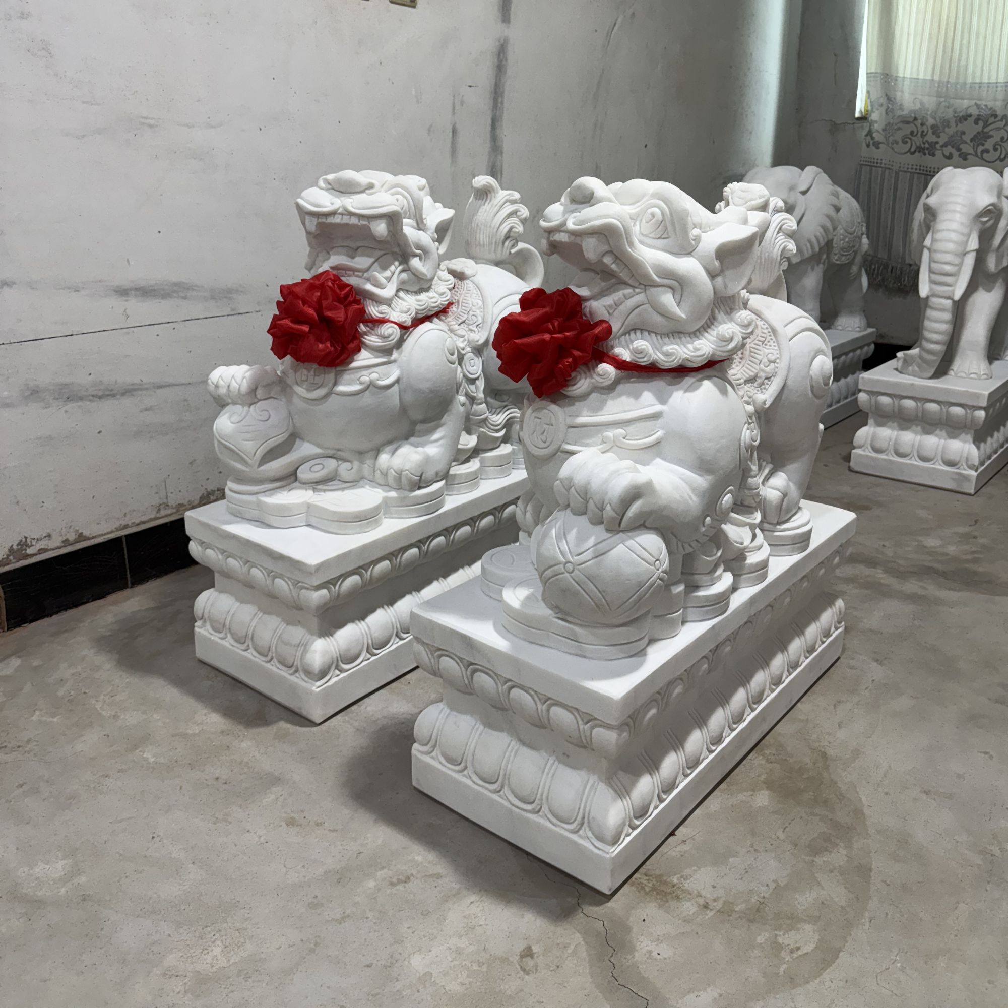 石雕貔貅一对天然汉白玉青石家用酒店公司门口招米庭院摆件