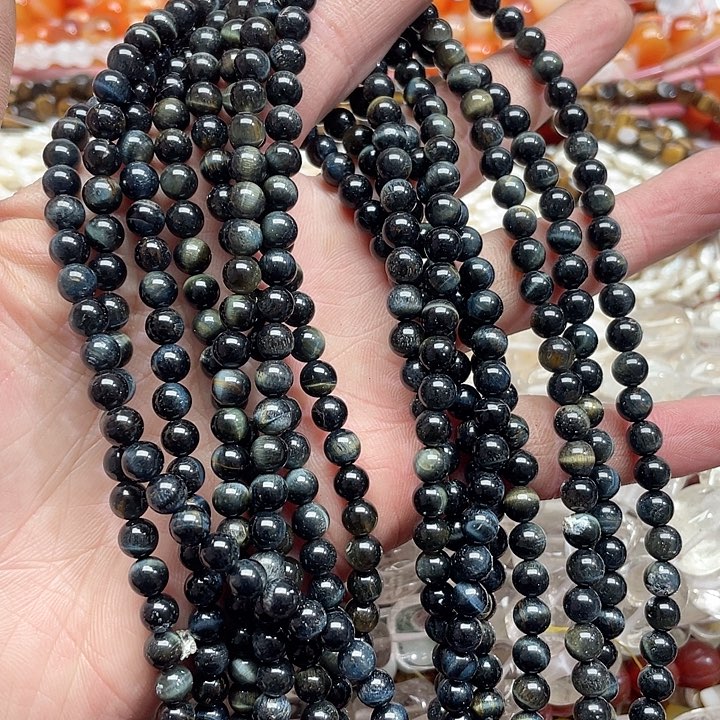 玛瑙/玉髓珠宝半成品未镶嵌一条6mm虎眼