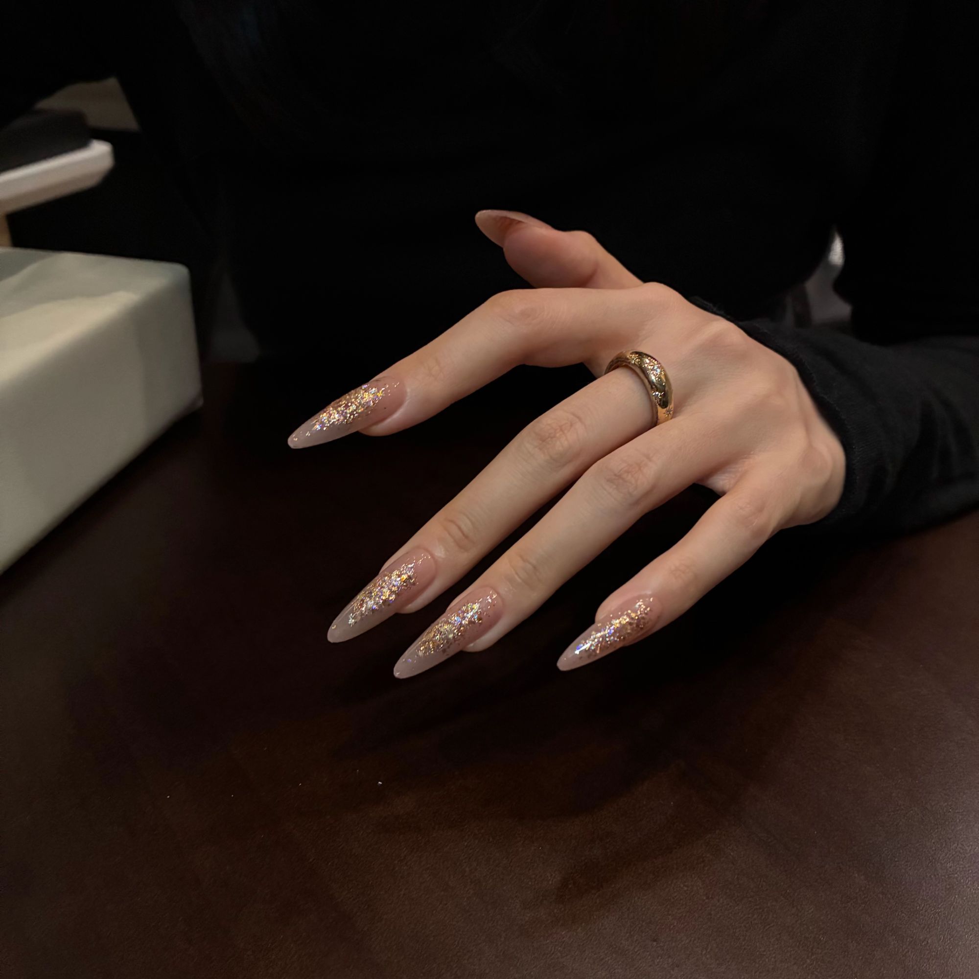 [神谕] 金色 爆闪 高级感纯手工穿戴甲