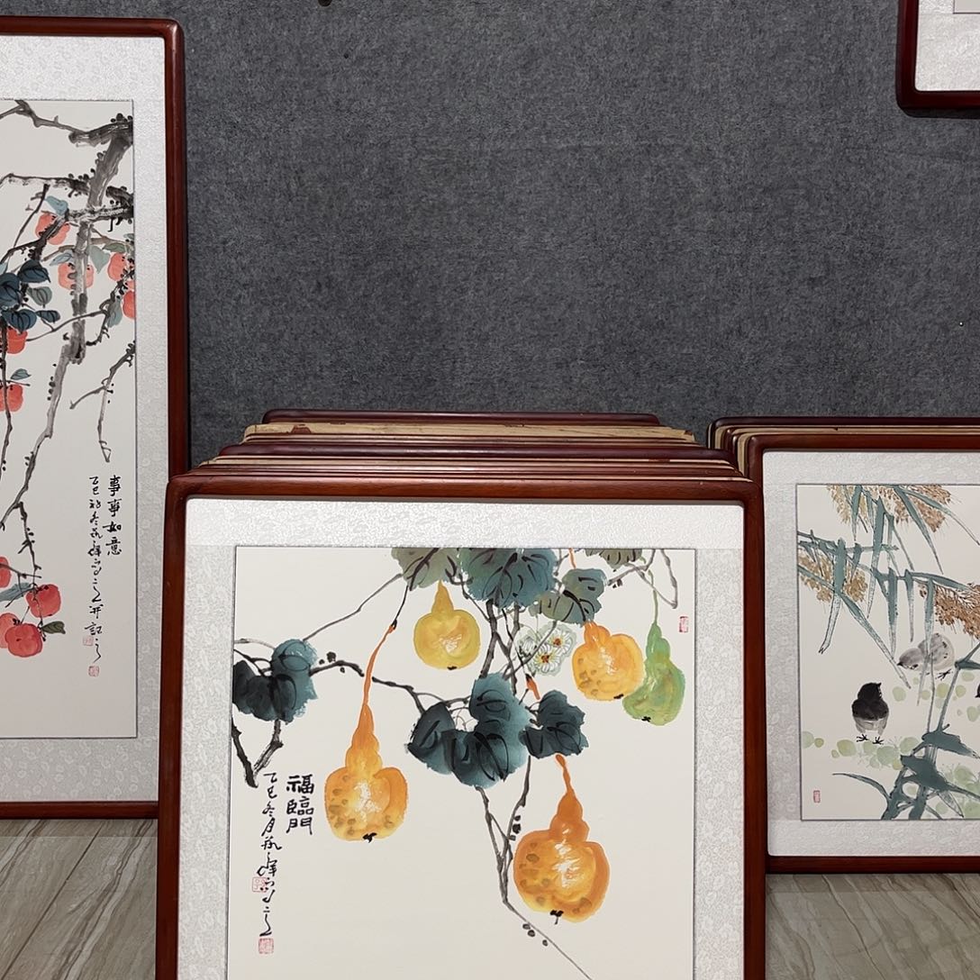 国画书画作品带框63×63