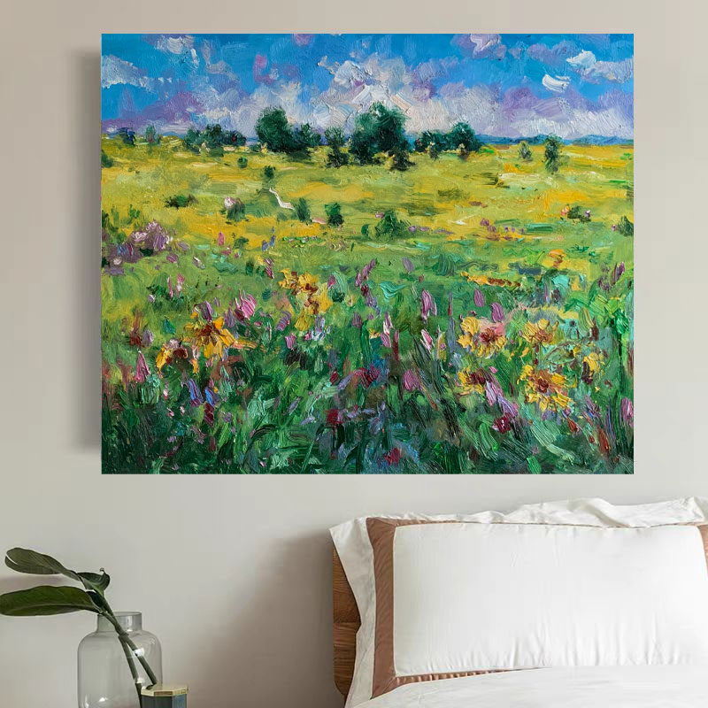 《沃野繁英》50*60含内框，刘春建手绘油画装饰画，客厅背景墙挂画