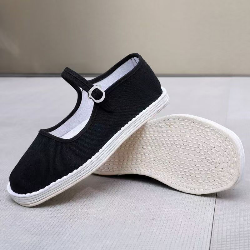 沂蒙老区千层布底舒适休闲夏季(女士黑色提篮鞋)