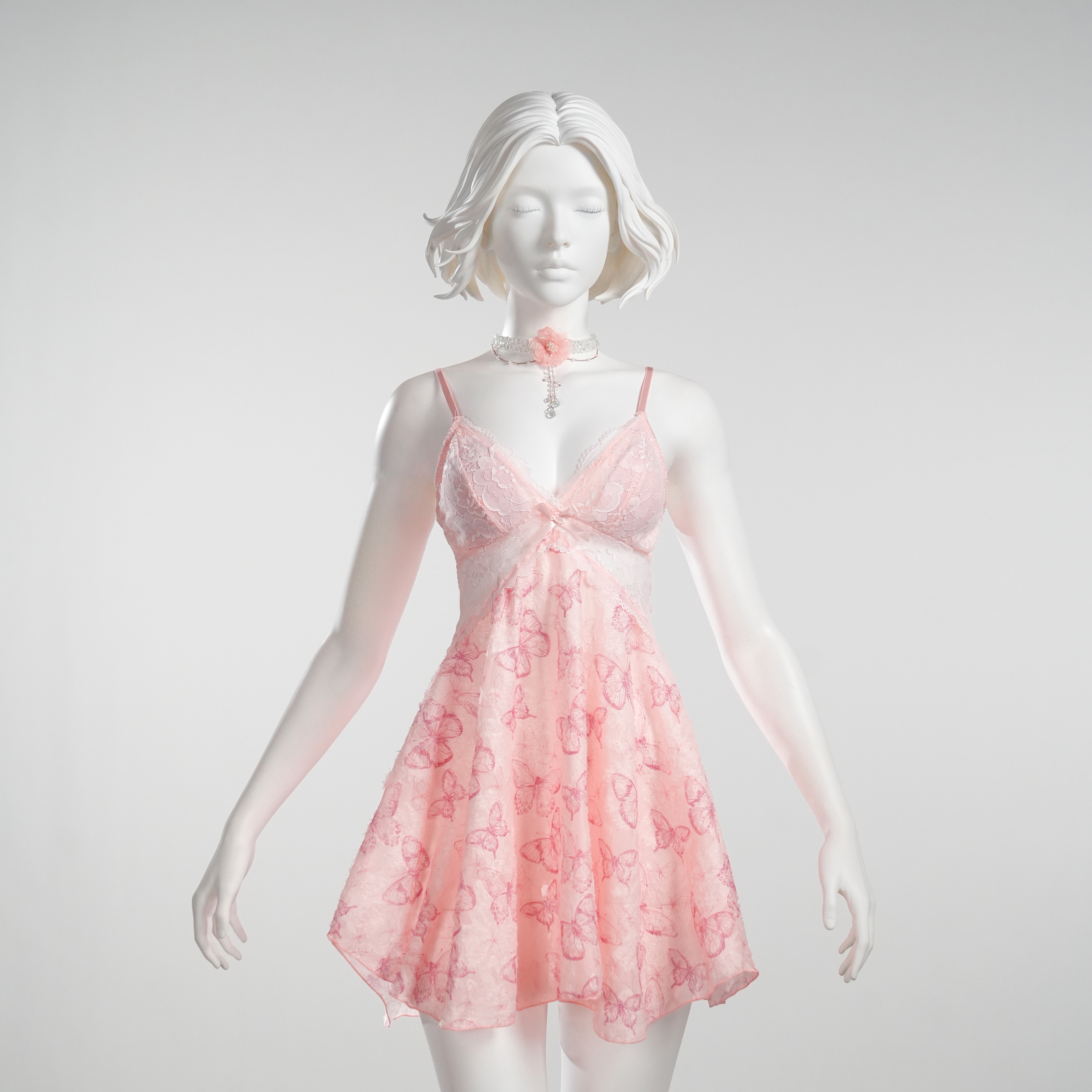 特别【90-220斤】粉色纯欲甜美性感镂空碎花大码孕家居睡裙 A6528