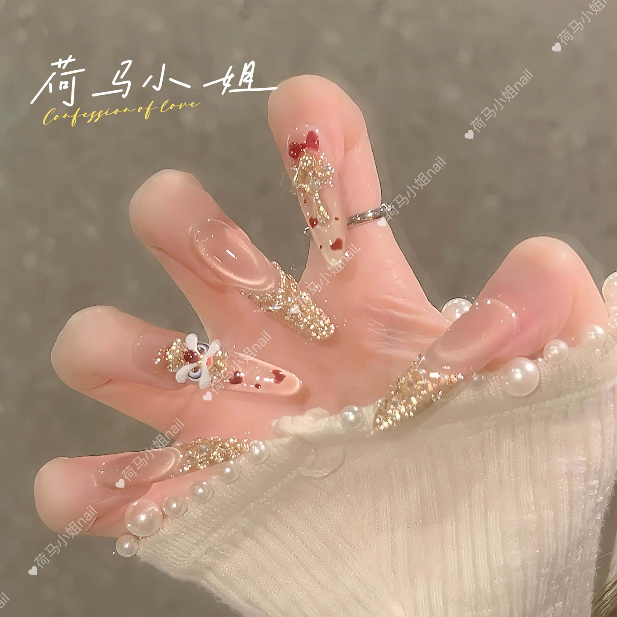 【招财醒狮】新年战甲秋冬美拉德豹爱心猫眼锆石满钻醒狮美甲可拆卸