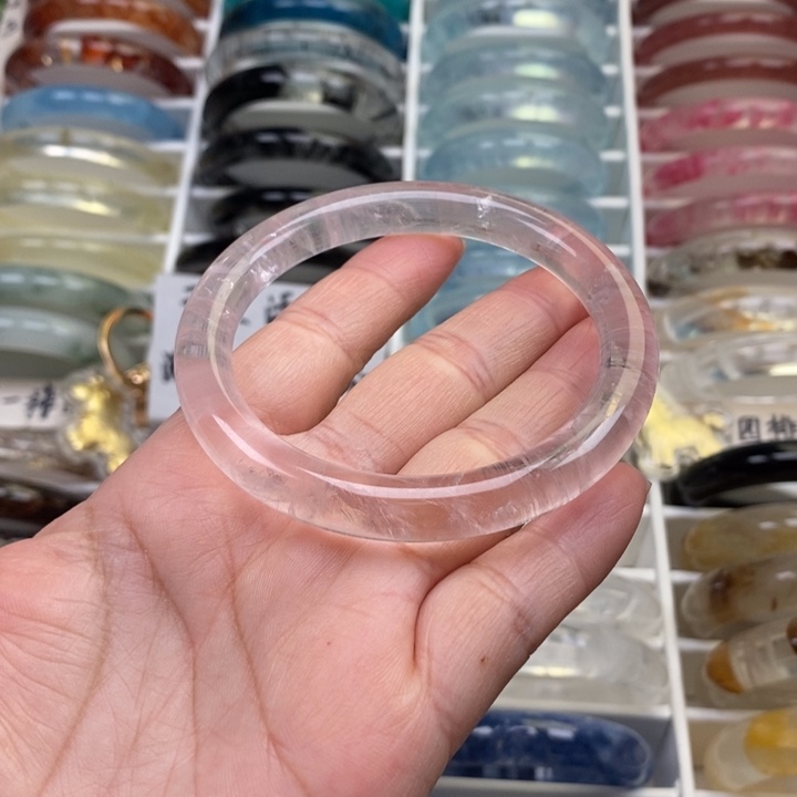 手镯水晶未镶嵌水透粉晶57