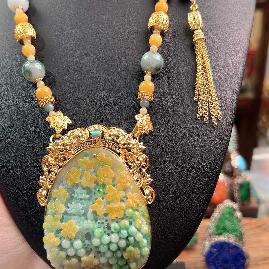 翡翠银S925镶嵌颈饰个性国风首饰