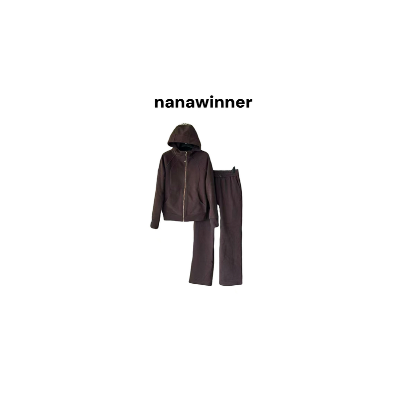 nanawinner-【新思古巴】加绒加厚套装女窄板直筒裤运动两件套新
