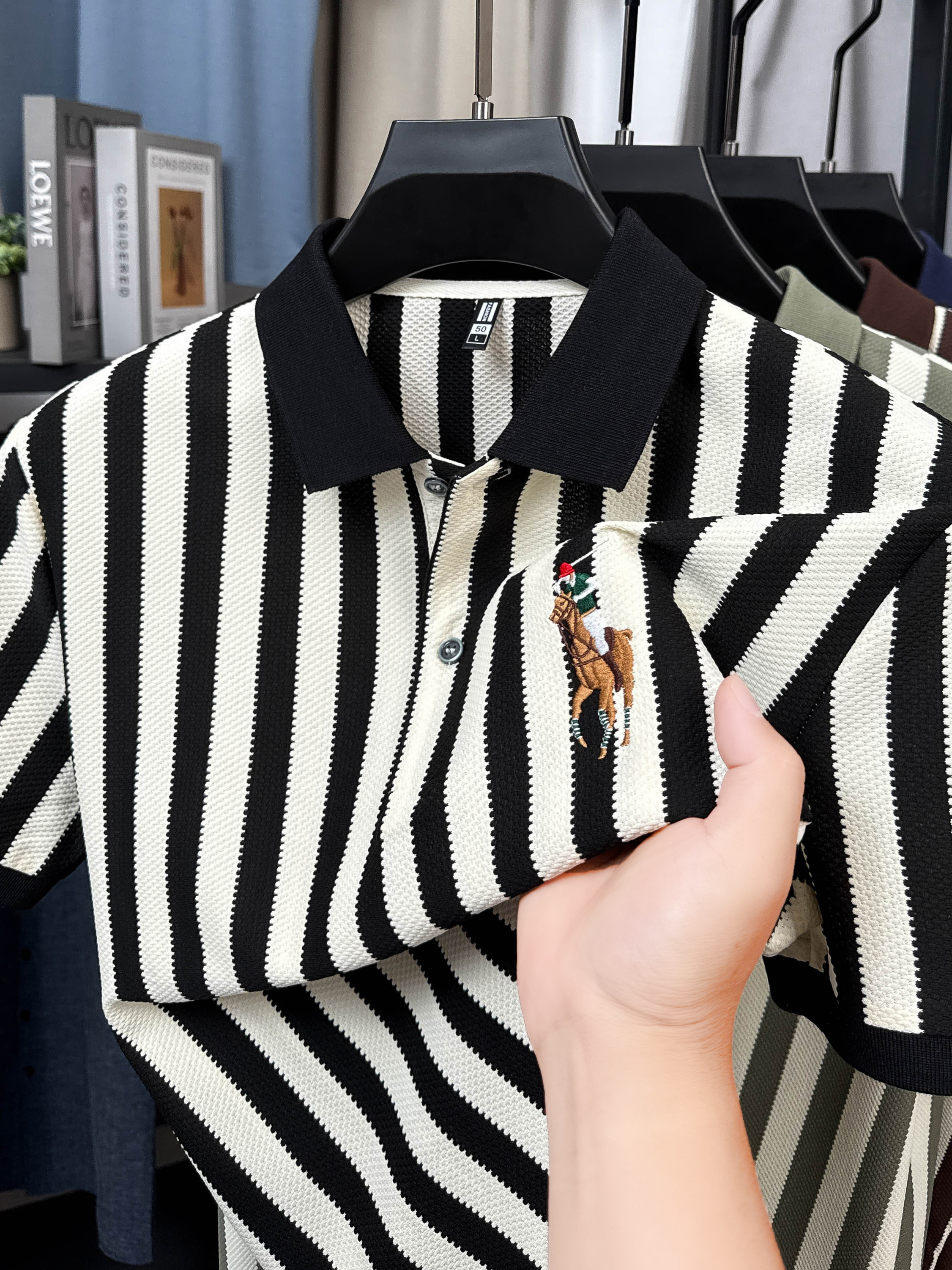 【轻奢型】新款夏季高弹棉条纹POLO衫