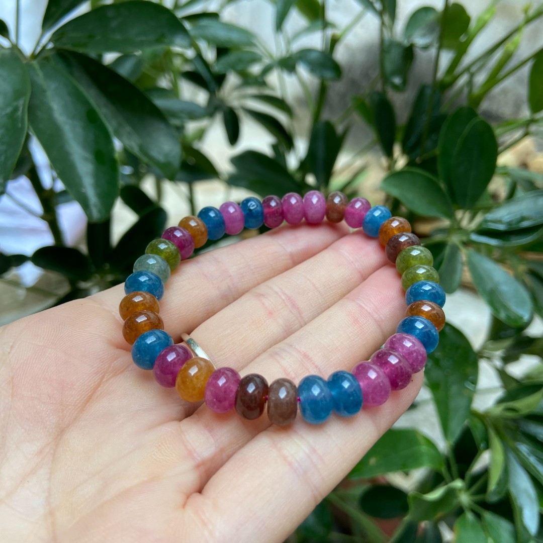 B1201精品彩虹碧单圈8mm算盘珠手串项链