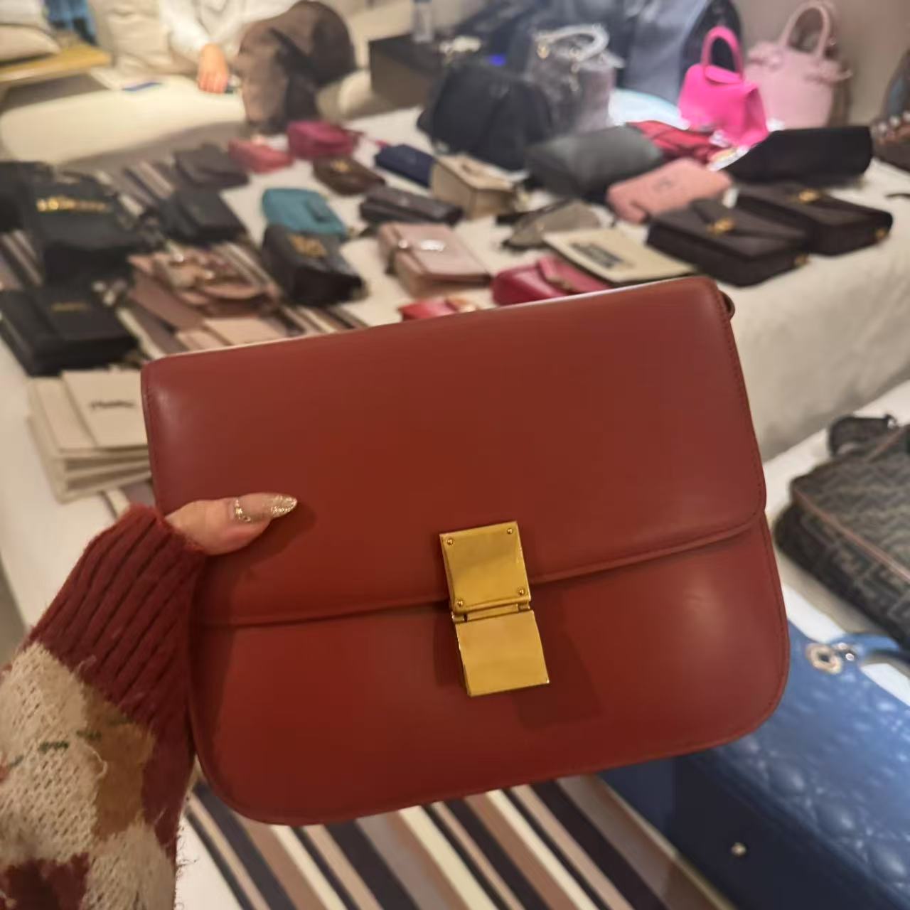 95新 Celine/思琳 伦老板/95新/赛琳红色