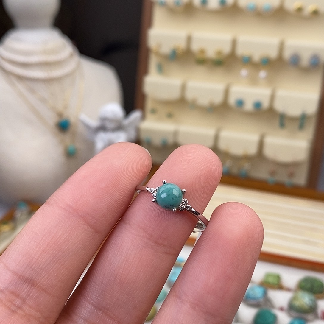 绿松石戒指银S925镶嵌