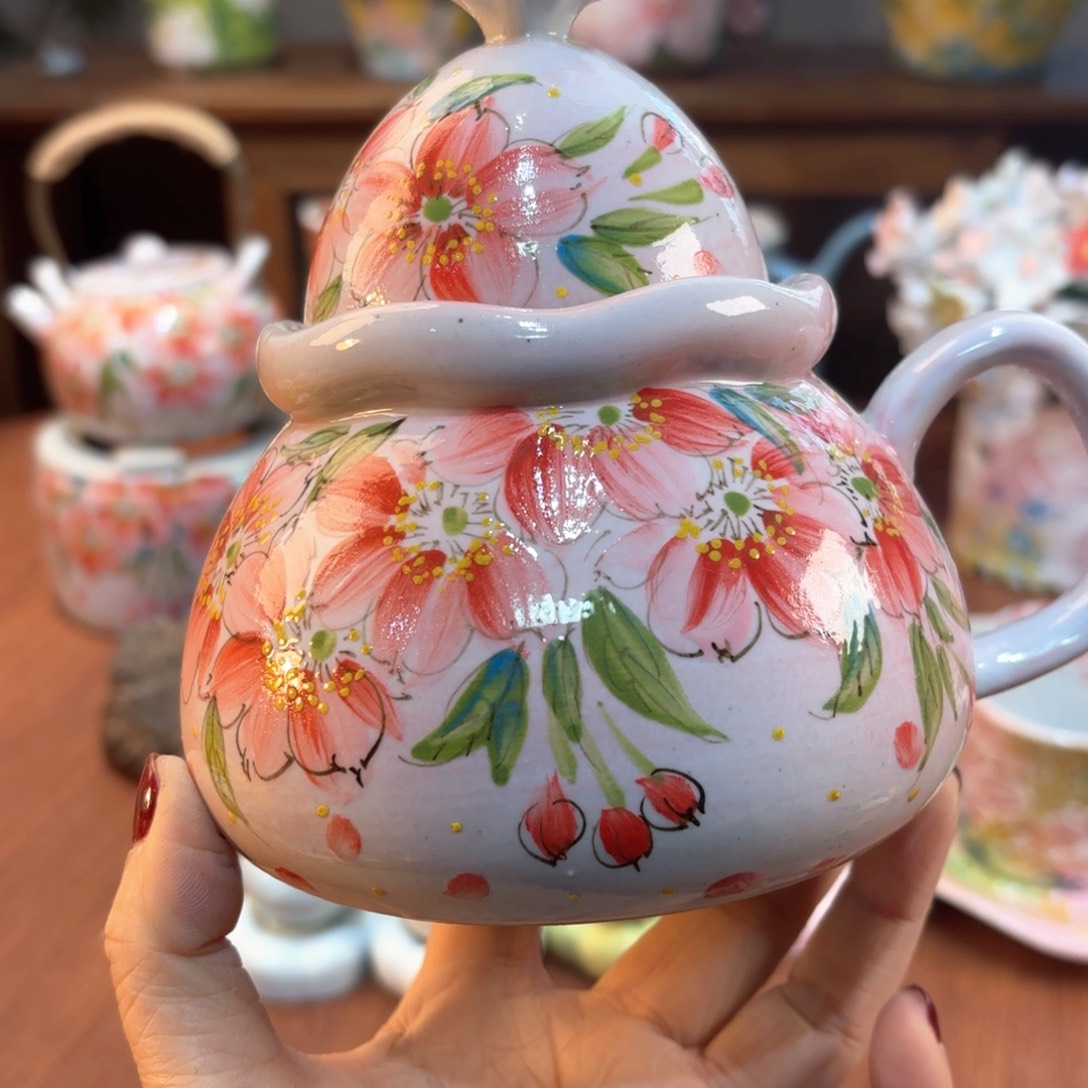 瓷片景德镇手绘高温釉下彩陶瓷茶具