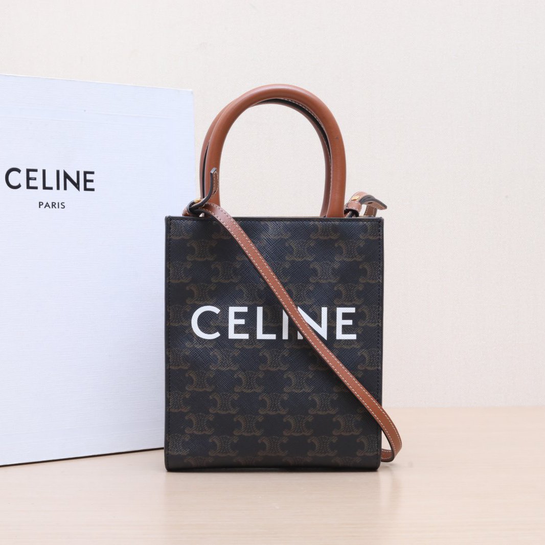 95新 Celine/思琳 竖款手袋包 Mini 凯旋门印花 P205742048