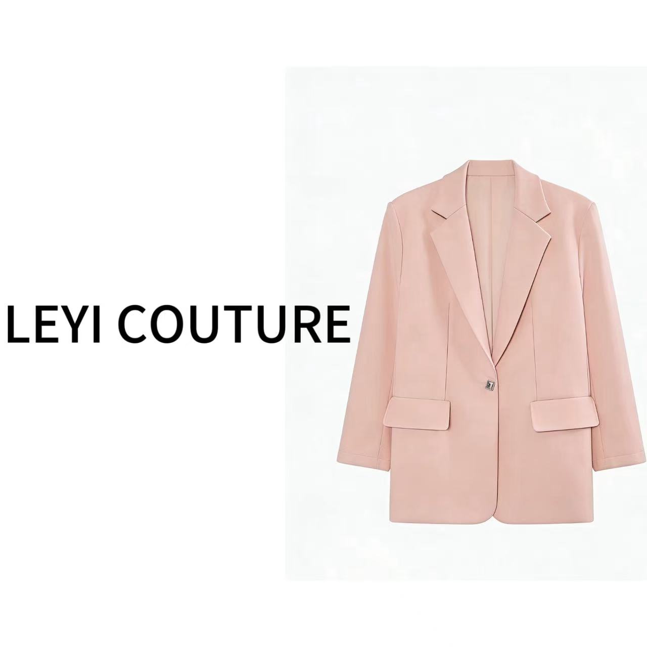 【 LEYI COUTURE】畑畑2025高端气质时尚“淡粉皮衣”皮外套 25093