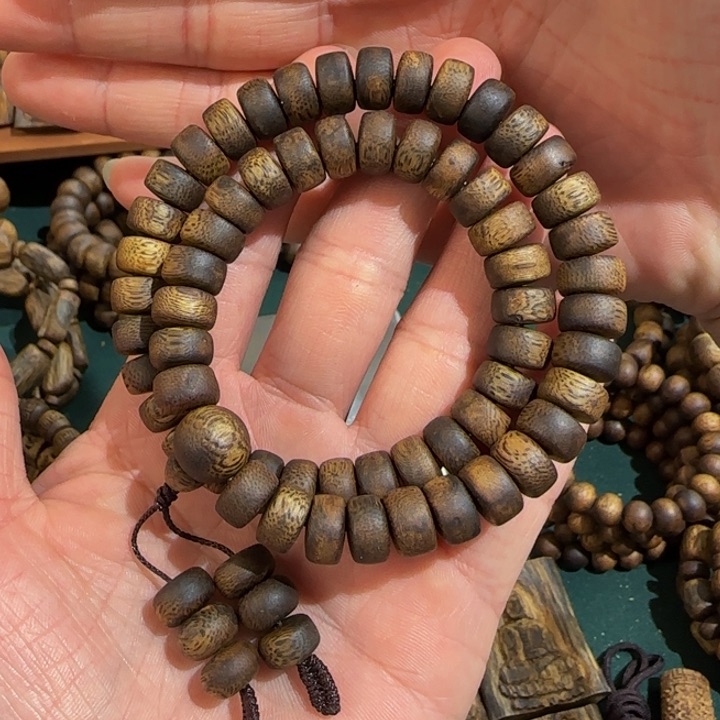 沉香手串金沙叶算盘珠双圈1.0高货22克➕多样性发一